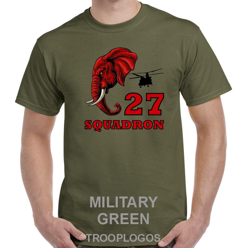 27 Sqn RAF Elephant Side View Printed Cotton T-shirt